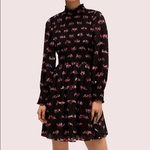 KATE SPADE love birds smocked fit and flare dress